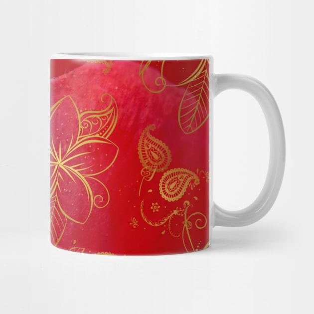 Red and  Gold frangipani flowers iPhone cover by PodX Designs 